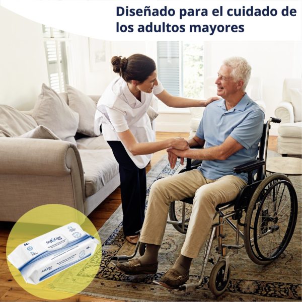 Detalle de las toallas húmedas para adulto Soft & Care
