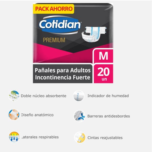 Características Pañales Cotidian Premium Mediano