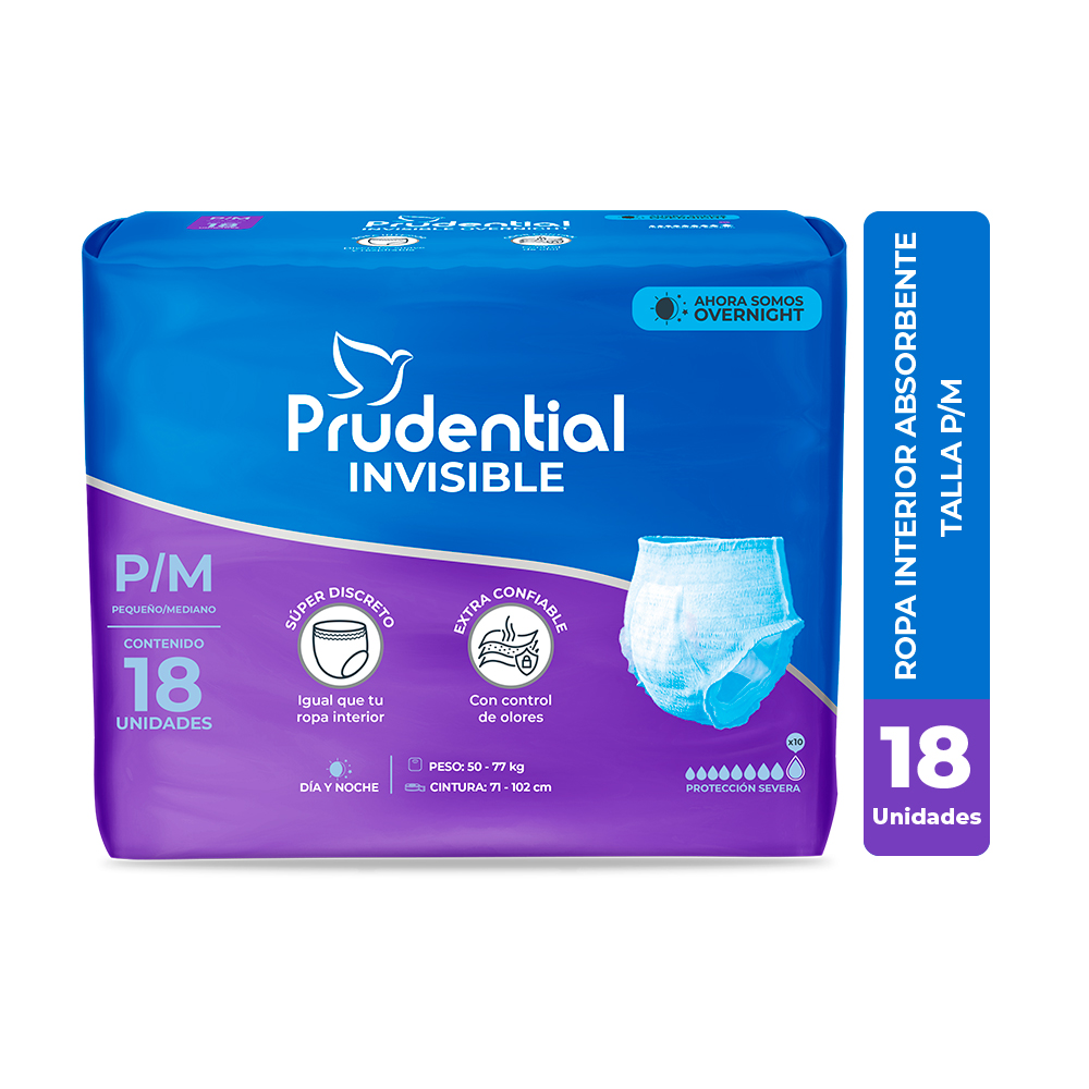 Ropa interior desechable Prudential Invisible bolsa x 18 PEQUEÑO/MEDIANO