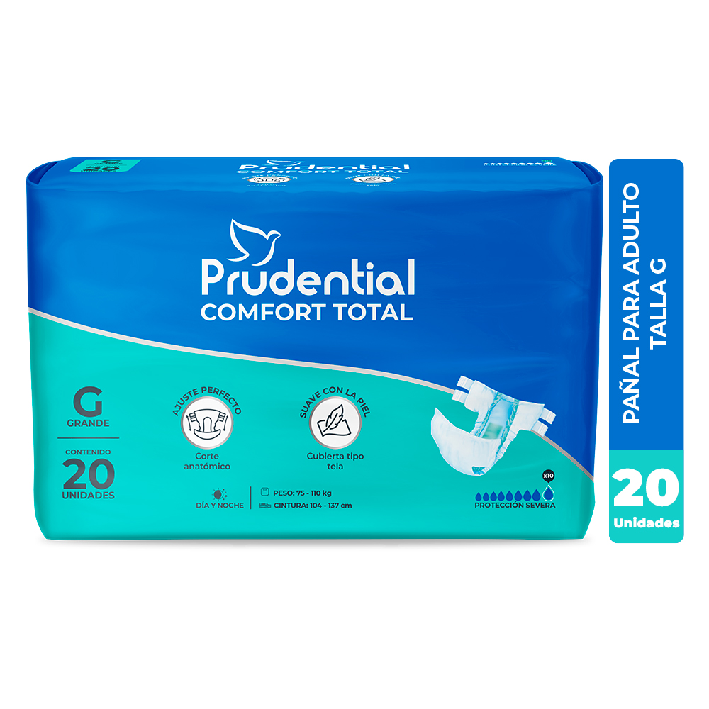 Pañales Prudential Comfort Total bolsa x 20 GRANDE